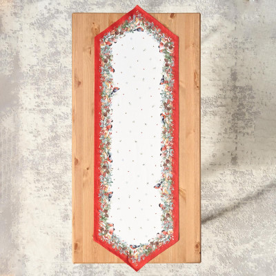 Дорожка " МОРОЗКО.СНЕГИРИ" 45х145см , красный, 100% хлопок, твил пропитка LEFARD 850-745-3-9