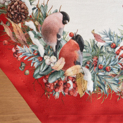 Дорожка " МОРОЗКО.СНЕГИРИ" 45х145см , красный, 100% хлопок, твил пропитка LEFARD 850-745-3-7