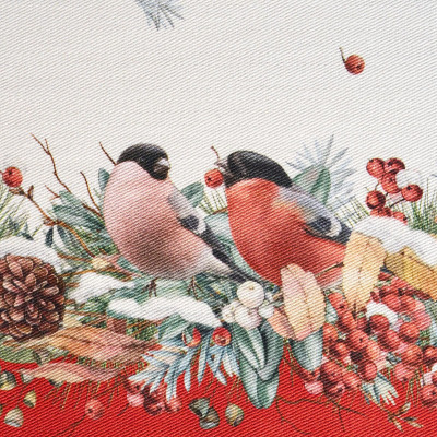 Дорожка " МОРОЗКО.СНЕГИРИ" 45х145см , красный, 100% хлопок, твил пропитка LEFARD 850-745-3-8