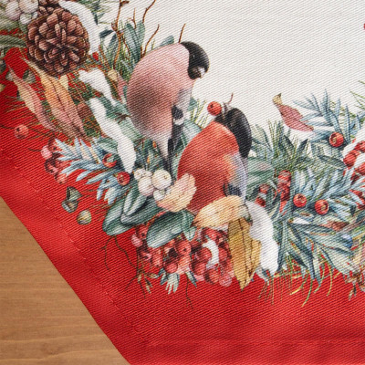 Дорожка " МОРОЗКО.СНЕГИРИ " 45х215см ,красный, 100% хлопок,твил пропитка LEFARD 850-745-31-9