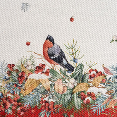 Дорожка " МОРОЗКО.СНЕГИРИ " 45х300см ,красный, 100% хлопок,твил пропитка LEFARD 850-745-32-5