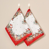 Набор полотенец из 2 шт " МОРОЗКО.СНЕГИРИ " , 40х60см, 100% хлопок, белый, , твил, LEFARD 850-745-6