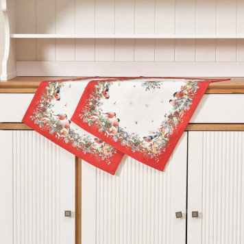 Набор полотенец из 2 шт " МОРОЗКО.СНЕГИРИ " , 40х60см, 100% хлопок, белый, , твил, LEFARD 850-745-6-6