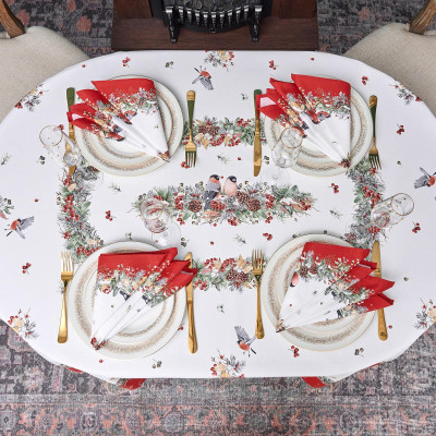 Набор салфеток из 2-х шт " МОРОЗКО.СНЕГИРИ" , 40х40см, 100% хлопок, красный, твил, LEFARD 850-745-8-9