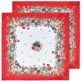 Набор салфеток из 2-х шт " МОРОЗКО.СНЕГИРИ" , 40х40см, 100% хлопок, красный, твил, LEFARD 850-745-8