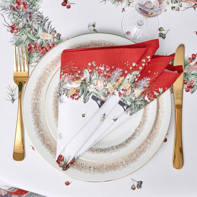 Набор салфеток из 2-х шт " МОРОЗКО.СНЕГИРИ" , 40х40см, 100% хлопок, красный, твил, LEFARD 850-745-8-3