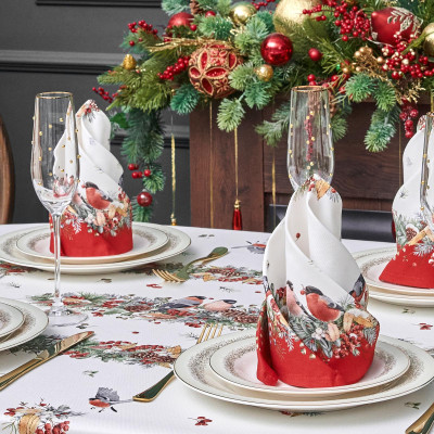 Набор салфеток из 2-х шт " МОРОЗКО.СНЕГИРИ" , 40х40см, 100% хлопок, красный, твил, LEFARD 850-745-8-6