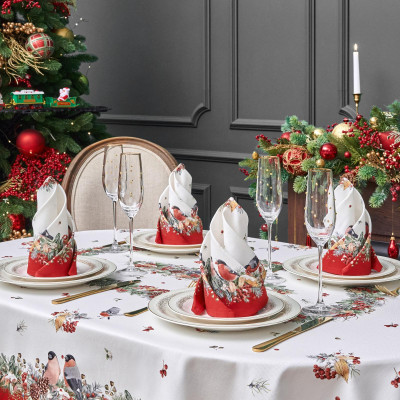 Набор салфеток из 2-х шт " МОРОЗКО.СНЕГИРИ" , 40х40см, 100% хлопок, красный, твил, LEFARD 850-745-8-7