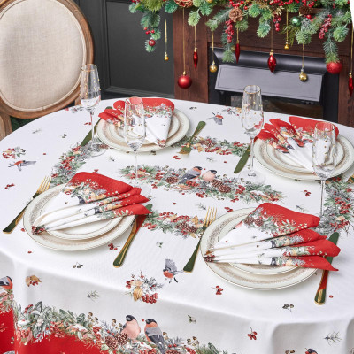 Набор салфеток из 2-х шт " МОРОЗКО.СНЕГИРИ" , 40х40см, 100% хлопок, красный, твил, LEFARD 850-745-8-8