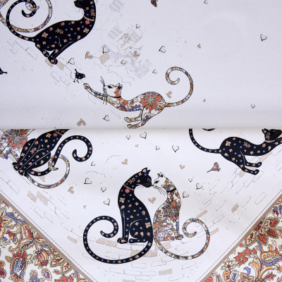 Скатерть " ПАРИЖСКИЕ КОТЫ" 140х180см ,белый ,100% хлопок ,твил с пропиткой LEFARD 850-746-2-13