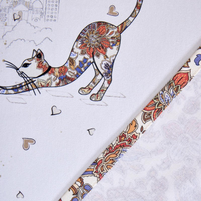 Скатерть " ПАРИЖСКИЕ КОТЫ" 140х180см ,белый ,100% хлопок ,твил с пропиткой LEFARD 850-746-2-14