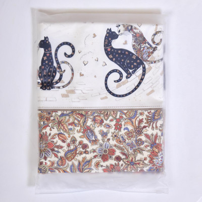 Скатерть " ПАРИЖСКИЕ КОТЫ" 140х180см ,белый ,100% хлопок ,твил с пропиткой LEFARD 850-746-2-4