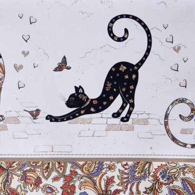 Скатерть " ПАРИЖСКИЕ КОТЫ" 110х140см ,белый ,100% хлопок ,твил с пропиткой LEFARD 850-746-20-13