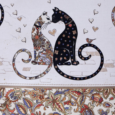 Скатерть " ПАРИЖСКИЕ КОТЫ" 110х140см ,белый ,100% хлопок ,твил с пропиткой LEFARD 850-746-20-14