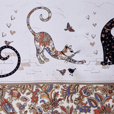 Скатерть " ПАРИЖСКИЕ КОТЫ" 110х140см ,белый ,100% хлопок ,твил с пропиткой LEFARD 850-746-20-15