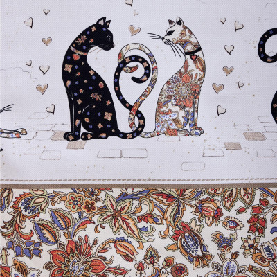 Скатерть " ПАРИЖСКИЕ КОТЫ" 110х140см ,белый ,100% хлопок ,твил с пропиткой LEFARD 850-746-20-16