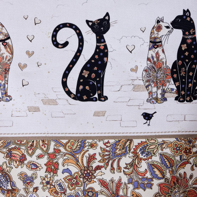 Скатерть " ПАРИЖСКИЕ КОТЫ" 110х140см ,белый ,100% хлопок ,твил с пропиткой LEFARD 850-746-20-17