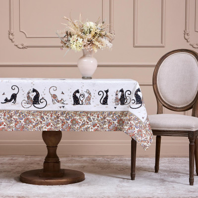 Скатерть " ПАРИЖСКИЕ КОТЫ" 110х140см ,белый ,100% хлопок ,твил с пропиткой LEFARD 850-746-20-5