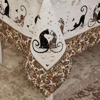 Скатерть " ПАРИЖСКИЕ КОТЫ" 160х220 см твилл водооталкивающая пропитка LEFARD 850-746-21-1