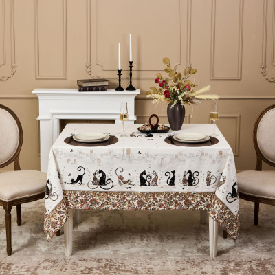 Скатерть " ПАРИЖСКИЕ КОТЫ" 160х220 см твилл водооталкивающая пропитка LEFARD 850-746-21