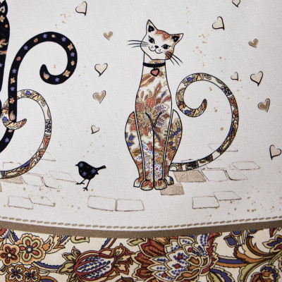 Скатерть " ПАРИЖСКИЕ КОТЫ" круглая 190 см твилл водооталкивающая пропитка LEFARD 850-746-22-17