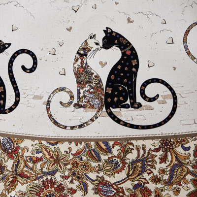 Скатерть " ПАРИЖСКИЕ КОТЫ" круглая 190 см твилл водооталкивающая пропитка LEFARD 850-746-22-18