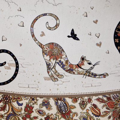 Скатерть " ПАРИЖСКИЕ КОТЫ" круглая 190 см твилл водооталкивающая пропитка LEFARD 850-746-22-19