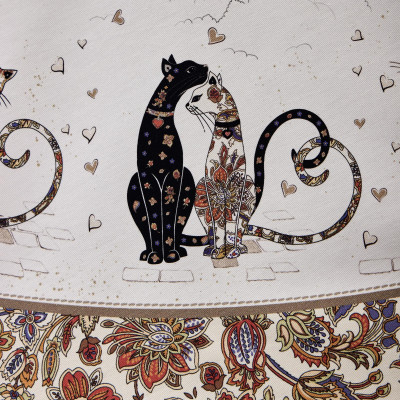 Скатерть " ПАРИЖСКИЕ КОТЫ" круглая 190 см твилл водооталкивающая пропитка LEFARD 850-746-22-5