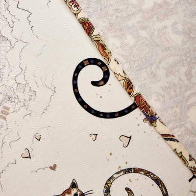 Скатерть " ПАРИЖСКИЕ КОТЫ" круглая 190 см твилл водооталкивающая пропитка LEFARD 850-746-22-7