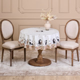 Скатерть круглая "ПАРИЖСКИЕ КОТЫ" ,150 см, твилл ,белый,пропитка LEFARD 850-746-23