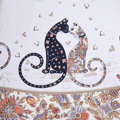 Скатерть круглая "ПАРИЖСКИЕ КОТЫ" ,150 см, твилл ,белый,пропитка LEFARD 850-746-23-6