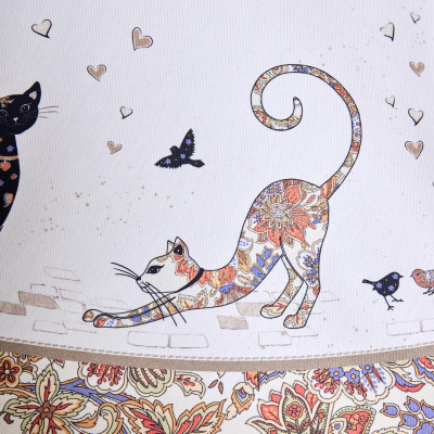 Скатерть круглая "ПАРИЖСКИЕ КОТЫ" ,150 см, твилл ,белый,пропитка LEFARD 850-746-23-7