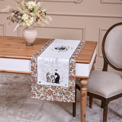 Дорожка "ПАРИЖСКИЕ КОТЫ",40х146см, белый,100% хлопок,твил LEFARD 850-746-3-3