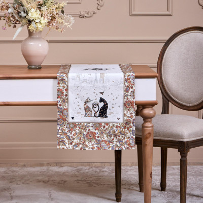 Дорожка "ПАРИЖСКИЕ КОТЫ",40х146см, белый,100% хлопок,твил LEFARD 850-746-3-4