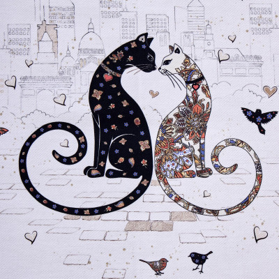 Дорожка "ПАРИЖСКИЕ КОТЫ",40х146см, белый,100% хлопок,твил LEFARD 850-746-3-5