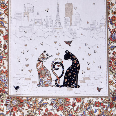 Дорожка "ПАРИЖСКИЕ КОТЫ",40х146см, белый,100% хлопок,твил LEFARD 850-746-3-6