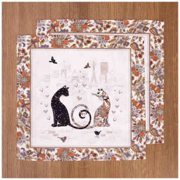 Набор салфетки "ПАРИЖСКИЕ КОТЫ" 2 шт 40*40 твилл LEFARD 850-746-81