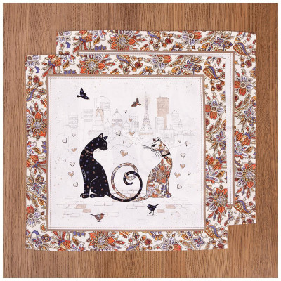 Набор салфетки "ПАРИЖСКИЕ КОТЫ" 2 шт 40*40 твилл LEFARD 850-746-81
