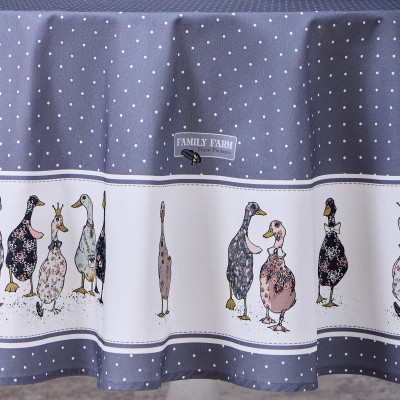 Скатерть круглая "FAMILY FARM" 190 см , 100% хлопок,твил, пропитка, графит LEFARD 850-747-22-1