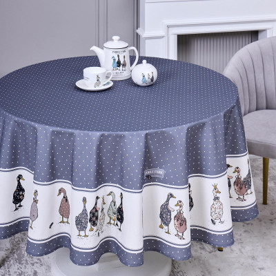 Скатерть круглая "FAMILY FARM" 190 см , 100% хлопок,твил, пропитка, графит LEFARD 850-747-22-3