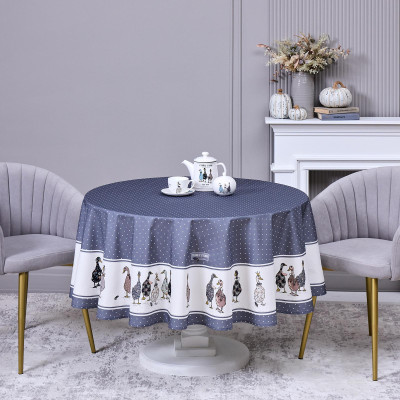 Скатерть круглая "FAMILY FARM" 190 см , 100% хлопок,твил, пропитка, графит LEFARD 850-747-22