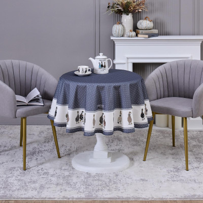 Скатерть круглая "FAMILY FARM" 150 см ,100% хлопок, графит,твил, пропитка LEFARD 850-747-23