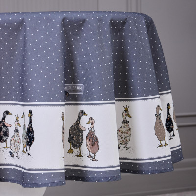 Скатерть круглая "FAMILY FARM" 150 см ,100% хлопок, графит,твил, пропитка LEFARD 850-747-23-4