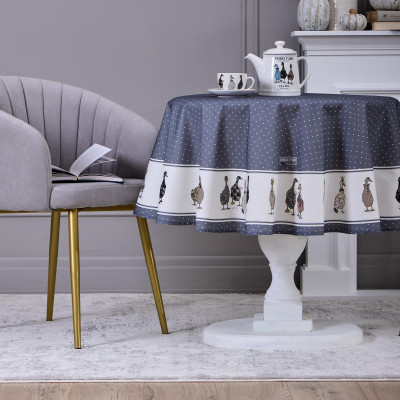 Скатерть круглая "FAMILY FARM" 150 см ,100% хлопок, графит,твил, пропитка LEFARD 850-747-23-5