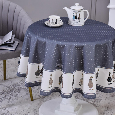 Скатерть круглая "FAMILY FARM" 150 см ,100% хлопок, графит,твил, пропитка LEFARD 850-747-23-6