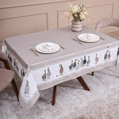Скатерть "FAMILY FARM" 140х180см ,100% хлопок, клетка ,твил, пропитка LEFARD 850-748-2-9