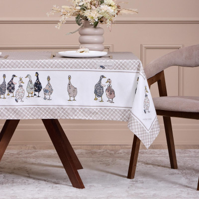 Скатерть "FAMILY FARM" 140х180см ,100% хлопок, клетка ,твил, пропитка LEFARD 850-748-2-3