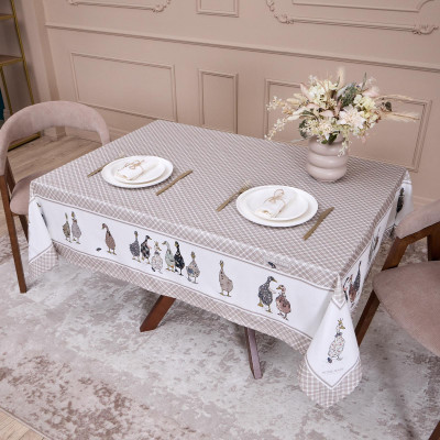 Скатерть "FAMILY FARM" 140х180см ,100% хлопок, клетка ,твил, пропитка LEFARD 850-748-2-8