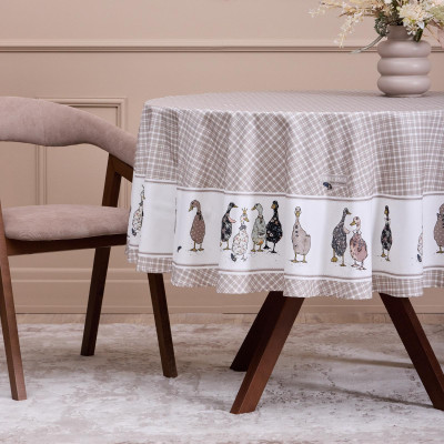 Скатерть "FAMILY FARM" круглая 190 см , 100% хлопок, клетка , твил, пропитка LEFARD 850-748-22-10