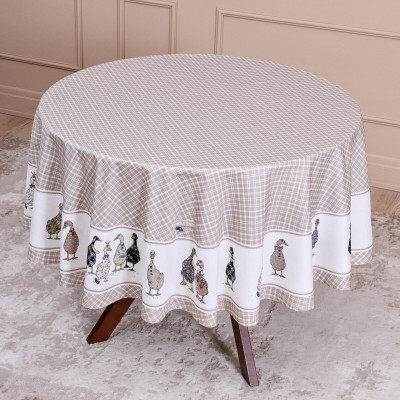 Скатерть "FAMILY FARM" круглая 190 см , 100% хлопок, клетка , твил, пропитка LEFARD 850-748-22-7